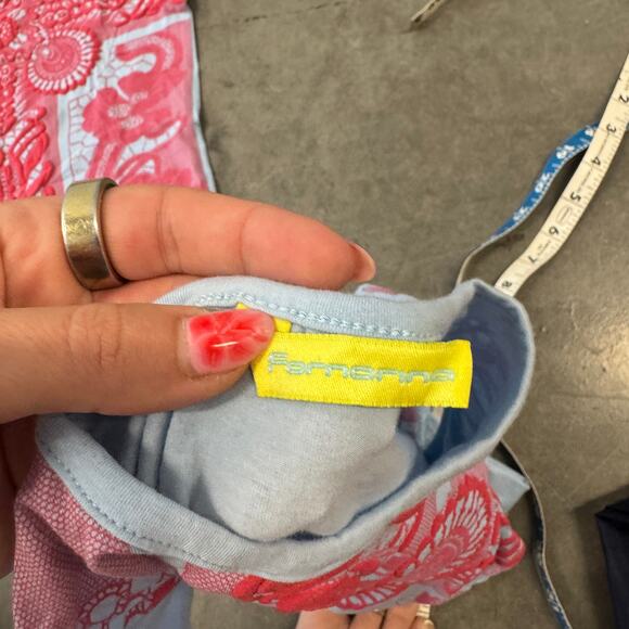 Vintage Y2K Fornarina Made In Italy Cross Embossed Puff Baby Tee Blue Pink Small - Picture 3 of 6